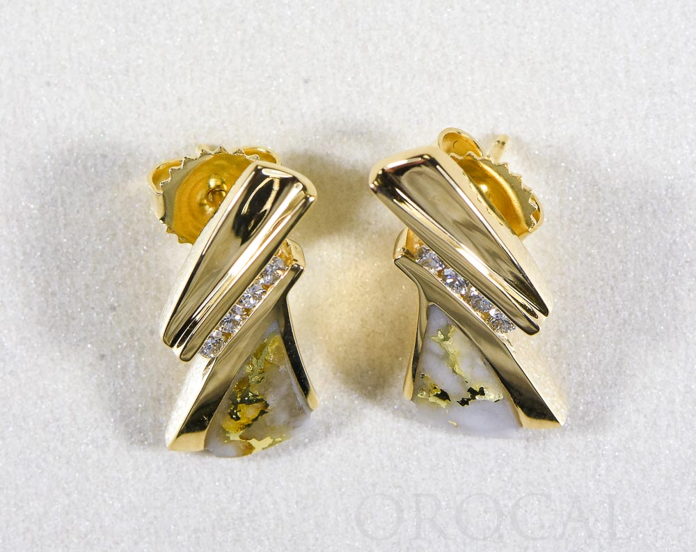 Gold Quartz Earrings "Orocal" EDL74D16Q Genuine Hand Crafted Jewelry - 14K Gold Casting