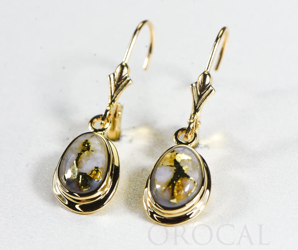 Gold Quartz Earrings "Orocal" EN708Q/LB Genuine Hand Crafted Jewelry - 14K Gold Casting