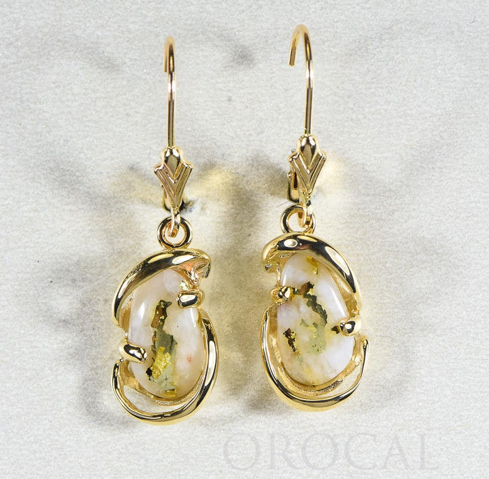 Gold Quartz Earrings "Orocal" EN784SQ/LB Genuine Hand Crafted Jewelry - 14K Gold Casting