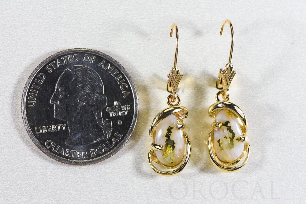 Gold Quartz Earrings "Orocal" EN784SQ/LB Genuine Hand Crafted Jewelry - 14K Gold Casting