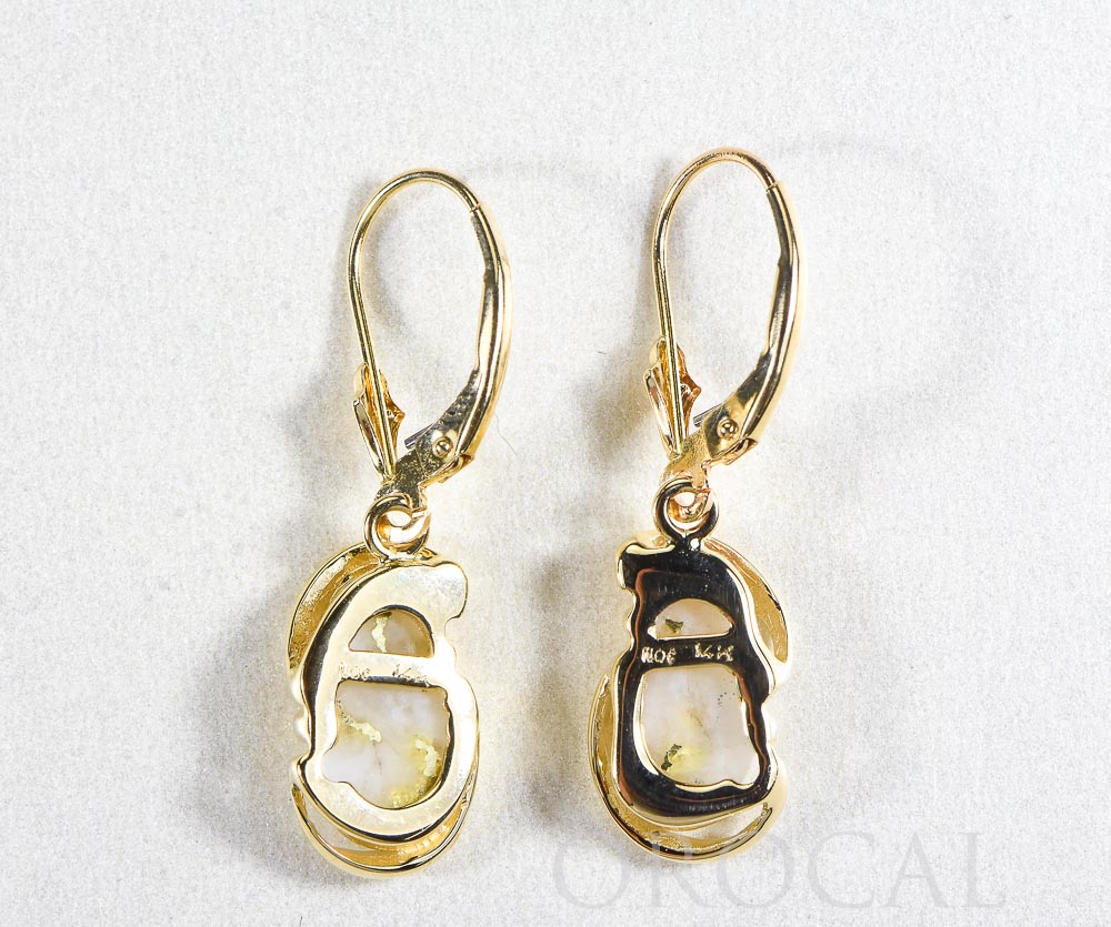 Gold Quartz Earrings "Orocal" EN784SQ/LB Genuine Hand Crafted Jewelry - 14K Gold Casting