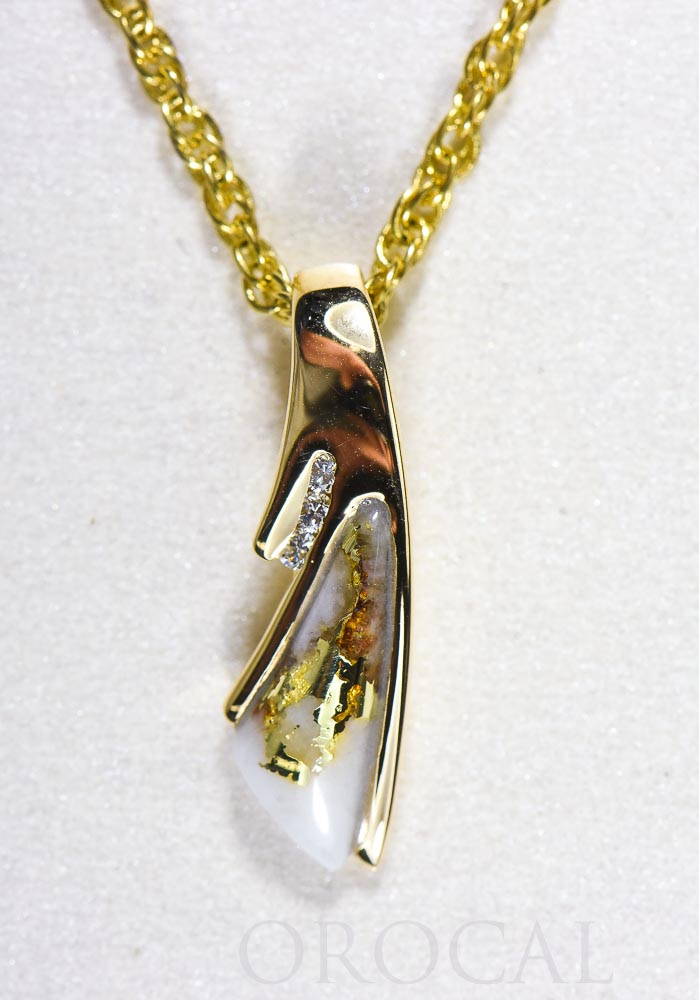 Gold Quartz Pendant  "Orocal" PDL129D045QX Genuine Hand Crafted Jewelry - 14K Gold Yellow Gold Casting