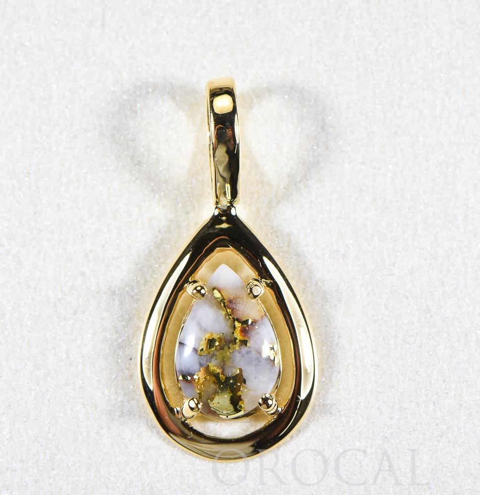 Gold Quartz Pendant  "Orocal" PN442MQ Genuine Hand Crafted Jewelry - 14K Gold Yellow Gold Casting