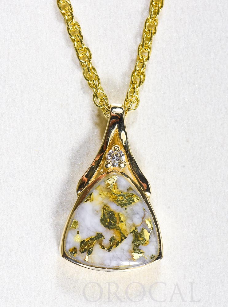 Gold Quartz Pendant  "Orocal" PN1125DQ Genuine Hand Crafted Jewelry - 14K Gold Yellow Gold Casting