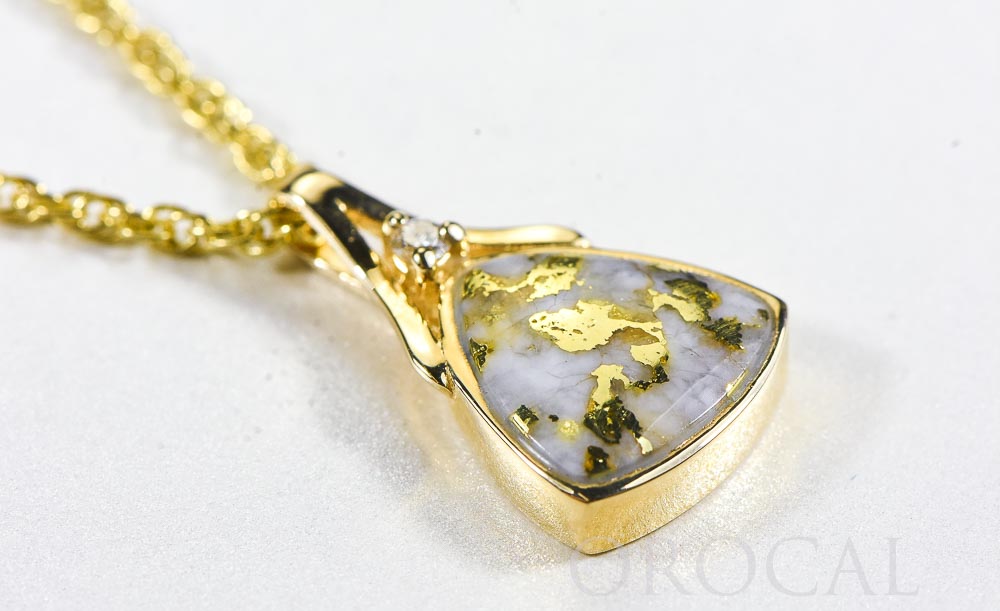 Gold Quartz Pendant  "Orocal" PN1125DQ Genuine Hand Crafted Jewelry - 14K Gold Yellow Gold Casting