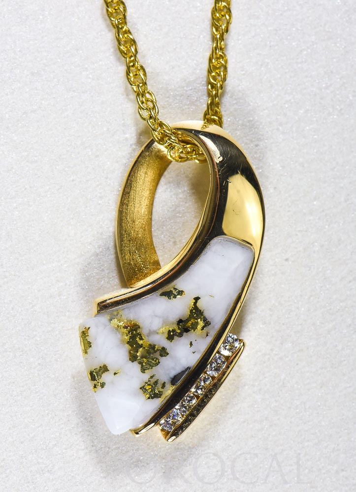 Gold Quartz Pendant  "Orocal" PDL4D15QX Genuine Hand Crafted Jewelry - 14K Gold Yellow Gold Casting