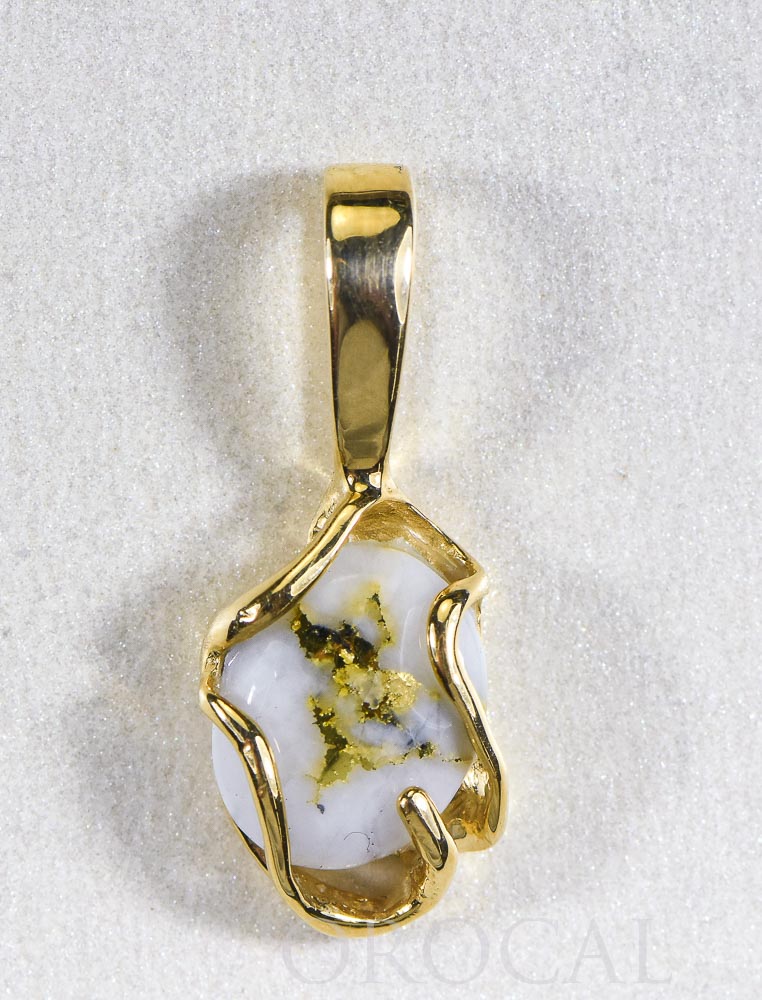Gold Quartz Pendant  "Orocal" PN1079Q Genuine Hand Crafted Jewelry - 14K Gold Yellow Gold Casting