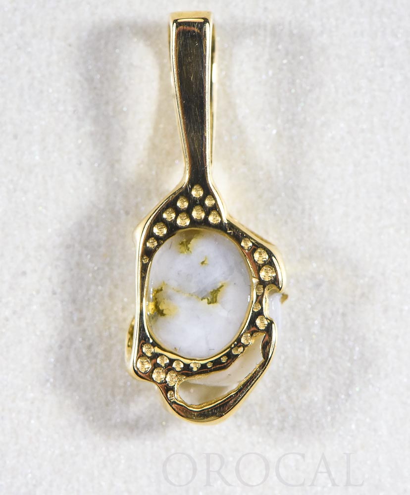 Gold Quartz Pendant  "Orocal" PN1079Q Genuine Hand Crafted Jewelry - 14K Gold Yellow Gold Casting