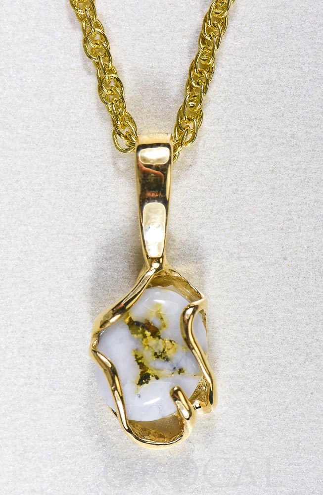 Gold Quartz Pendant  "Orocal" PN1079Q Genuine Hand Crafted Jewelry - 14K Gold Yellow Gold Casting