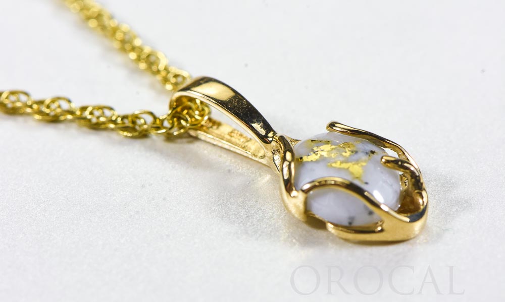 Gold Quartz Pendant  "Orocal" PN1079Q Genuine Hand Crafted Jewelry - 14K Gold Yellow Gold Casting