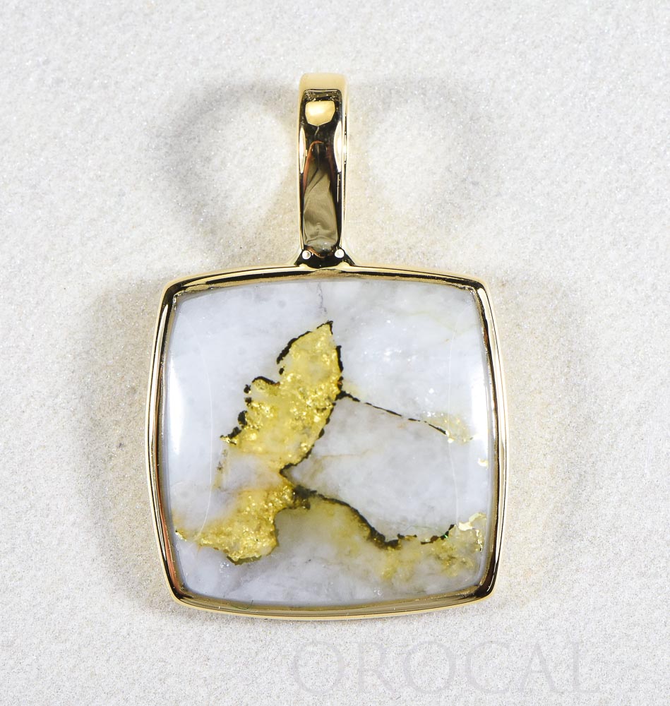 Gold Quartz Pendant  "Orocal" PN1108Q Genuine Hand Crafted Jewelry - 14K Gold Yellow Gold Casting