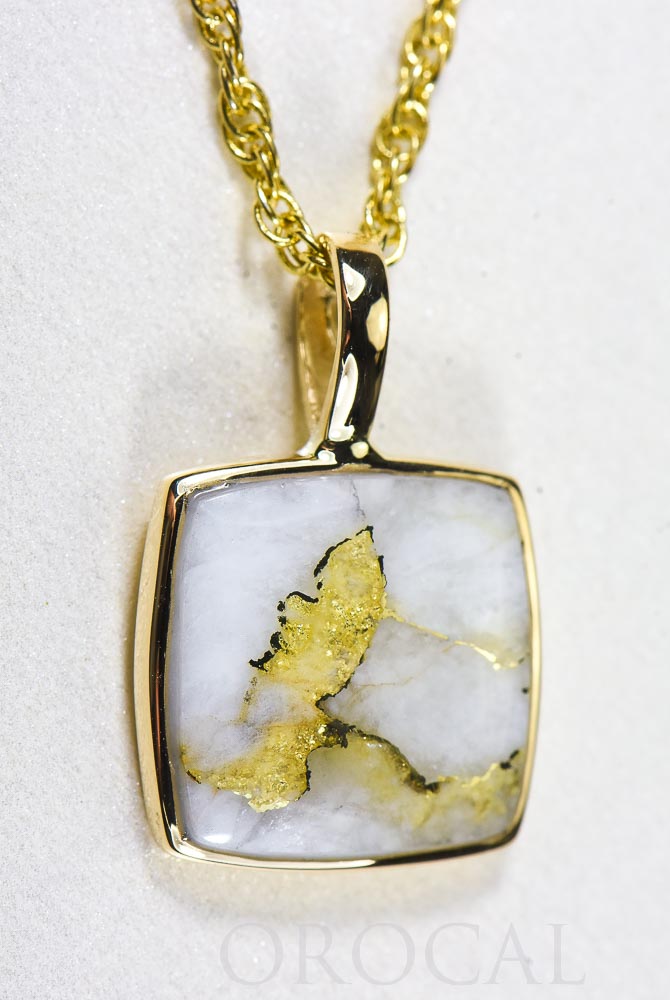 Gold Quartz Pendant  "Orocal" PN1108Q Genuine Hand Crafted Jewelry - 14K Gold Yellow Gold Casting