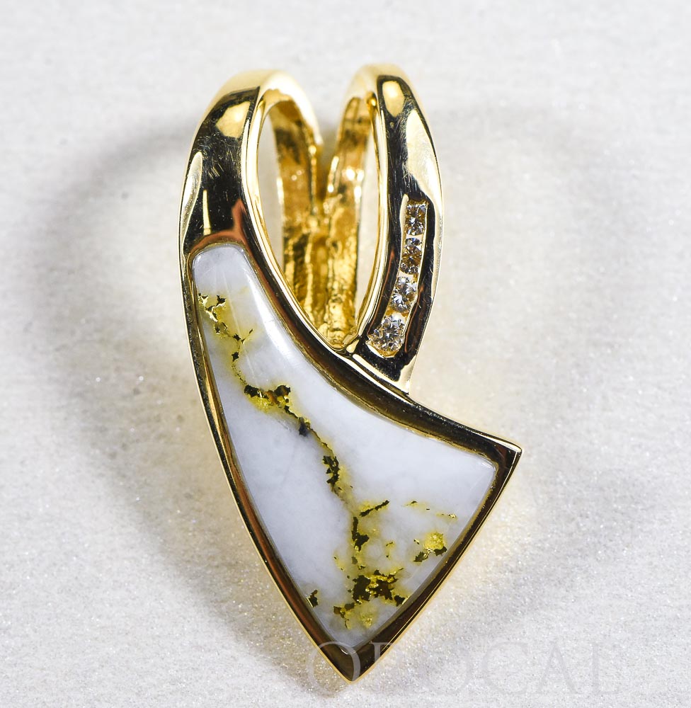 Gold Quartz Pendant  "Orocal" PN887DQX Genuine Hand Crafted Jewelry - 14K Gold Yellow Gold Casting