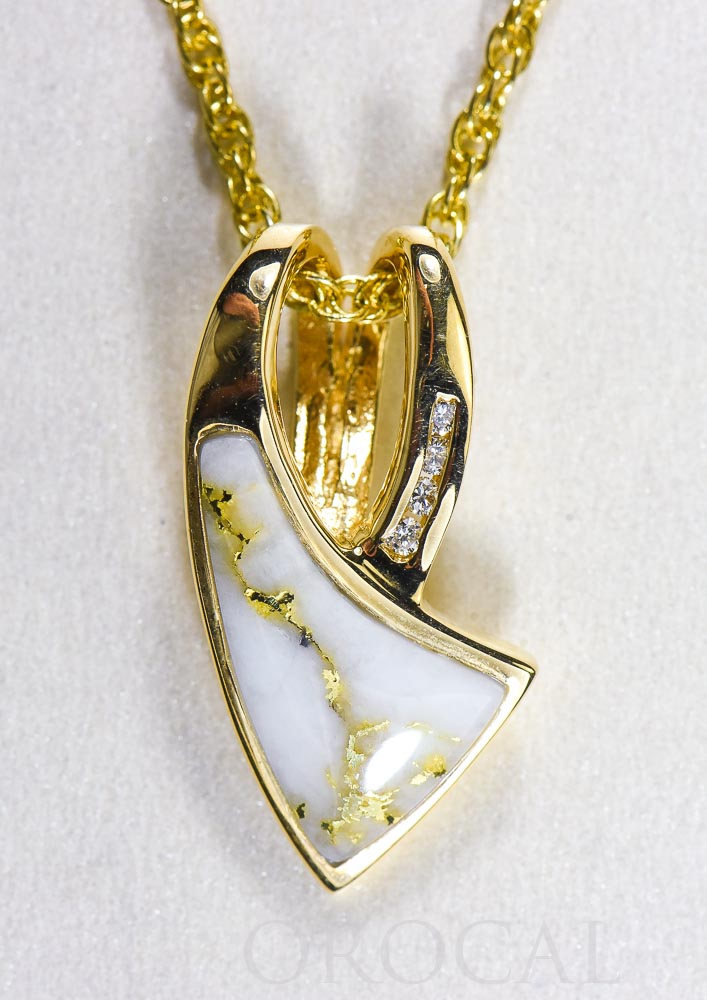 Gold Quartz Pendant  "Orocal" PN887DQX Genuine Hand Crafted Jewelry - 14K Gold Yellow Gold Casting