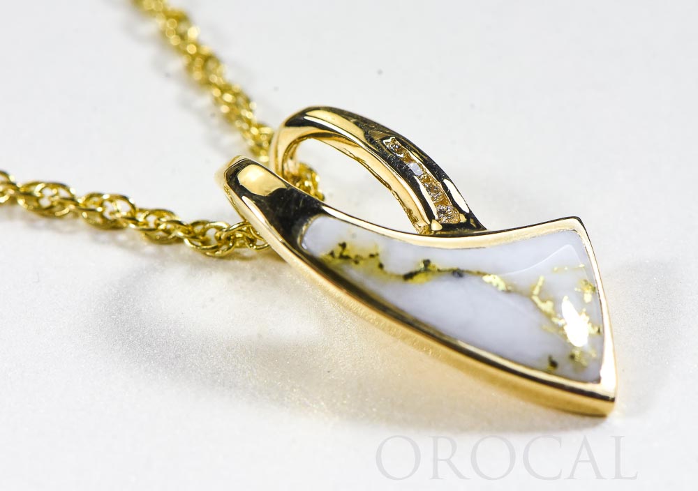 Gold Quartz Pendant  "Orocal" PN887DQX Genuine Hand Crafted Jewelry - 14K Gold Yellow Gold Casting