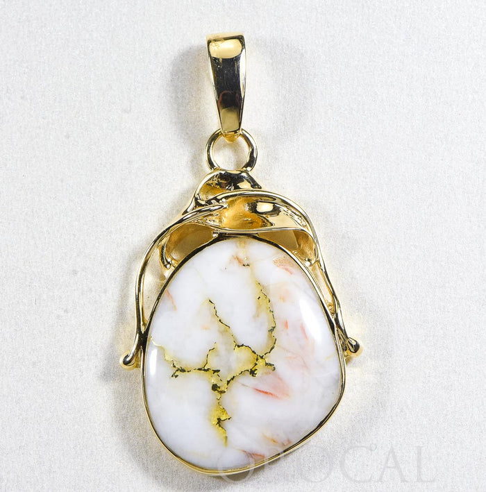 Gold Quartz Pendant  "Orocal" PN854QX Genuine Hand Crafted Jewelry - 14K Gold Yellow Gold Casting