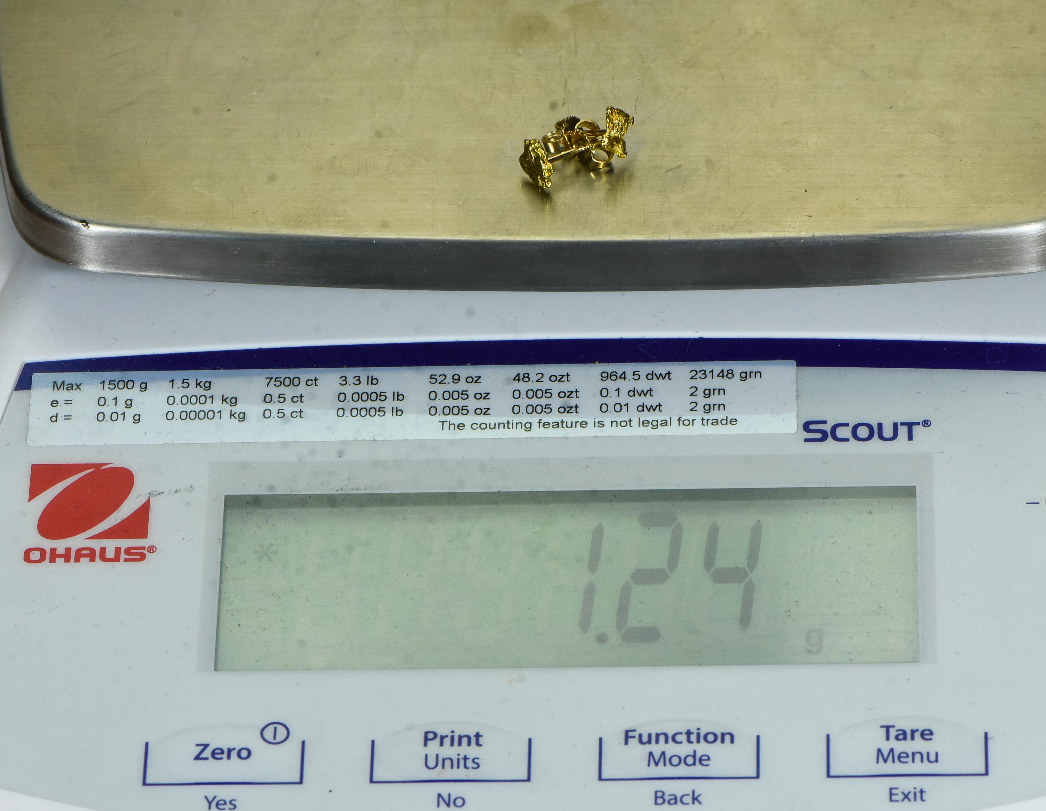 #666 Alaskan-Yukon BC Natural Gold Nugget Earrings 1.24 Grams