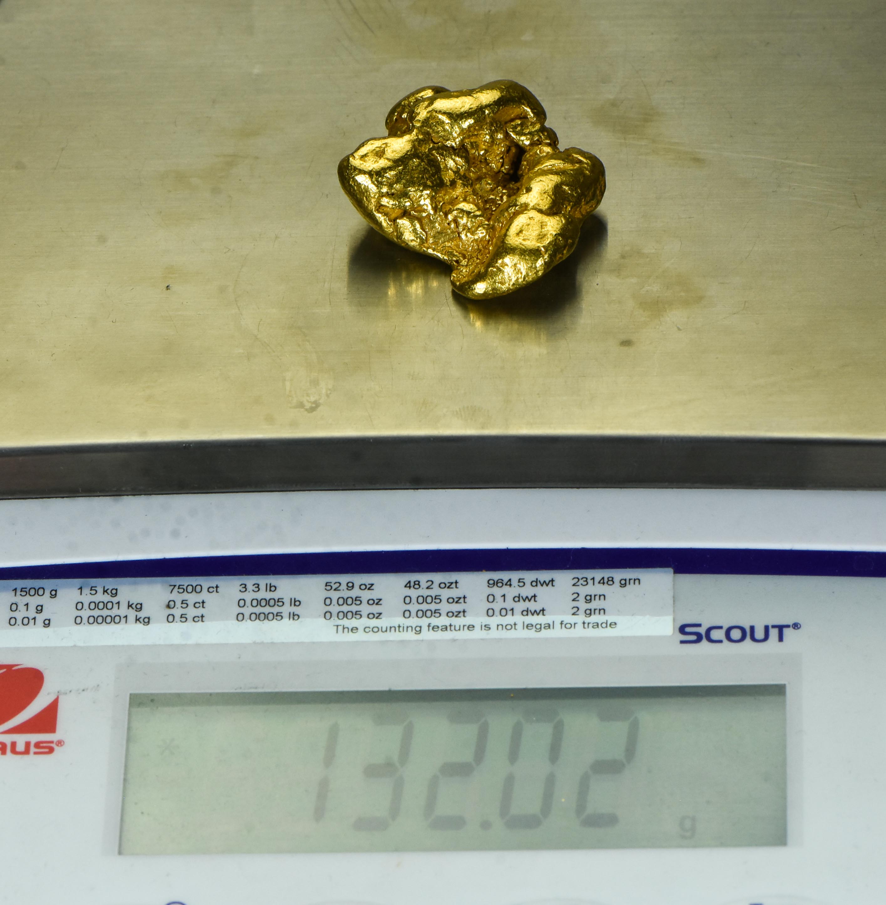 Alaskan BC Natural Gold Nugget  Genuine - 132.02 Grams - 4.25 Troy Ounces