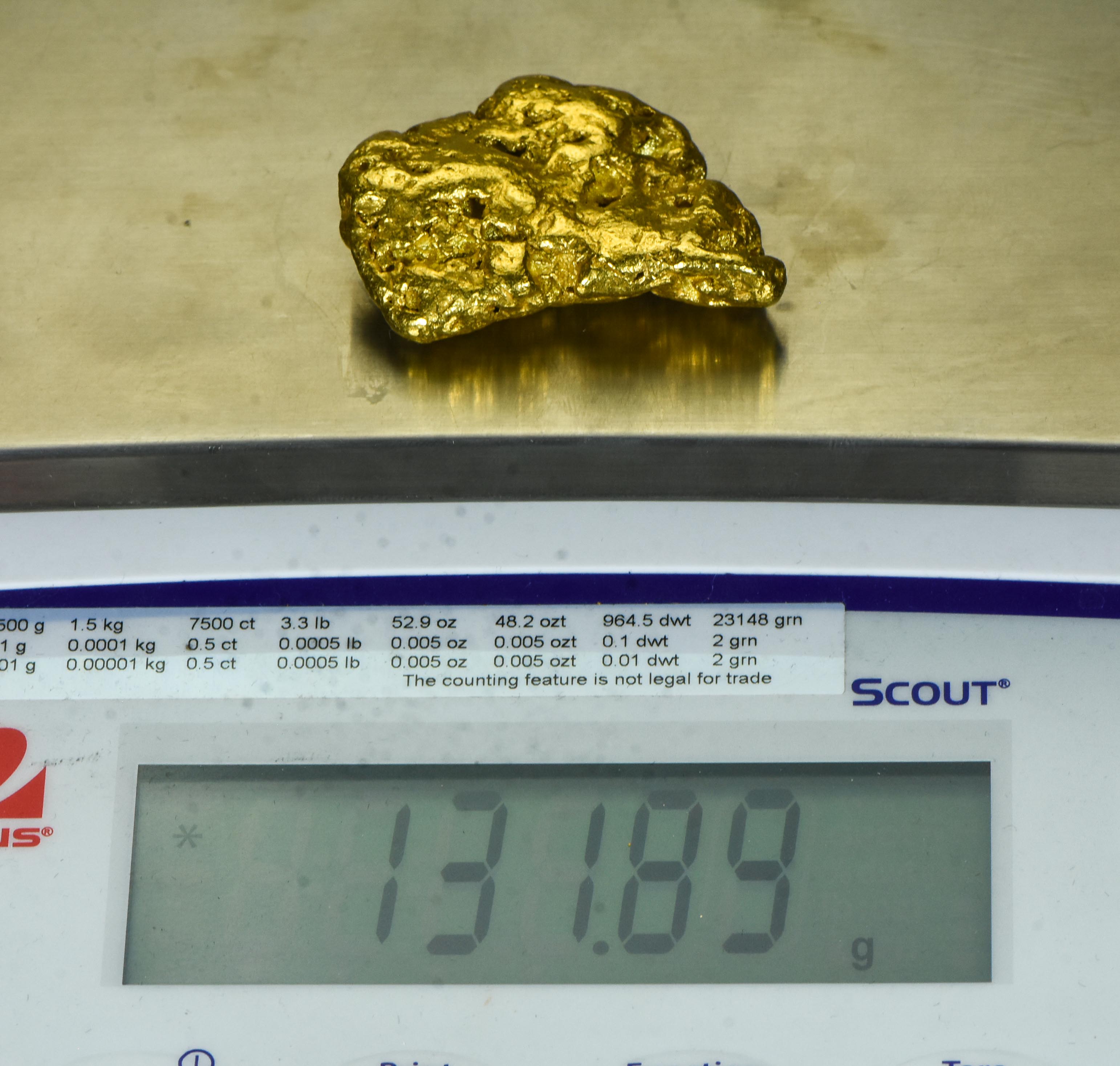 Alaskan BC Natural Gold Nugget  Genuine - 131.89 Grams - 4.24 Troy Ounces