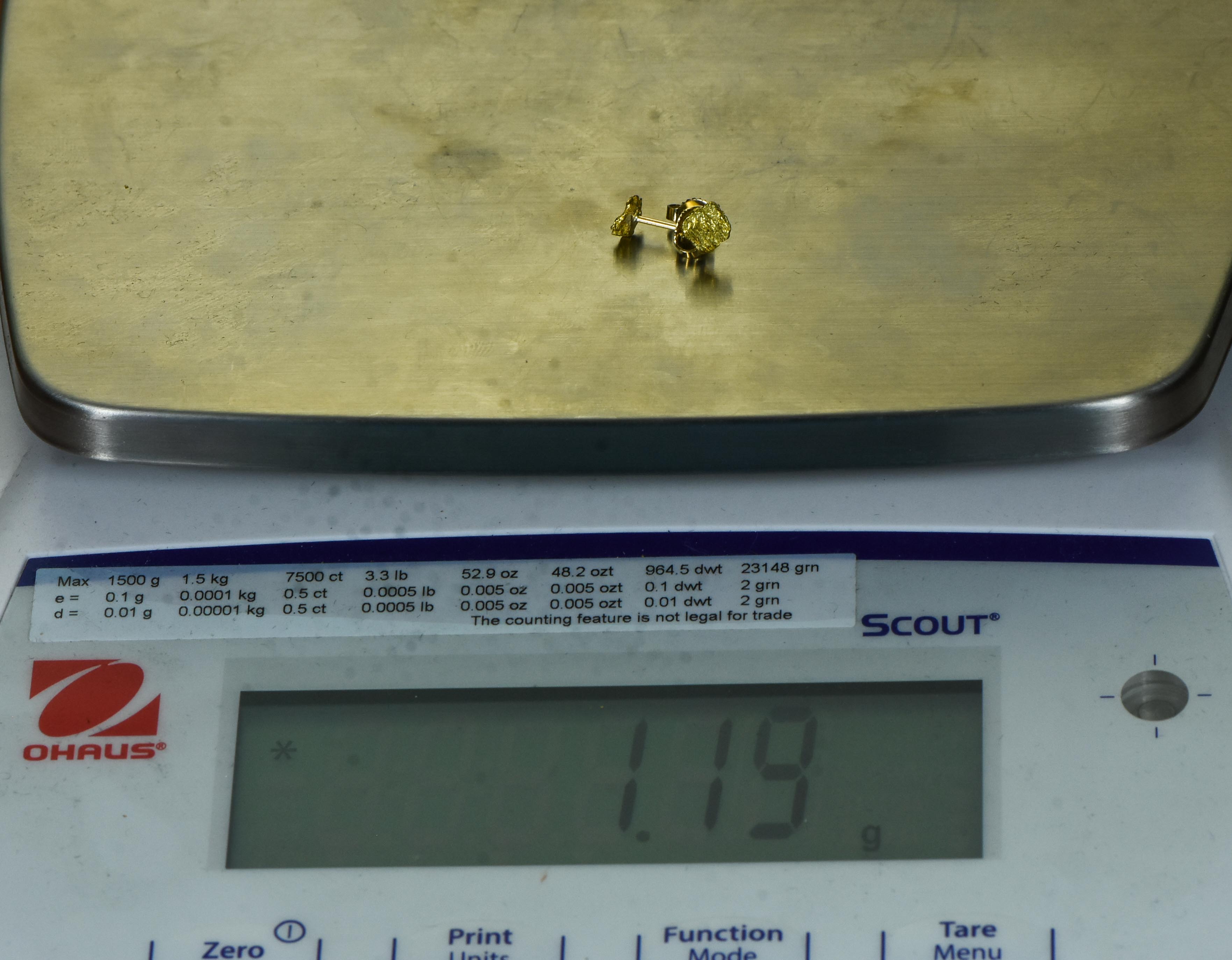 #576 Alaskan-Yukon BC Natural Gold Nugget Earrings 1.19 Grams