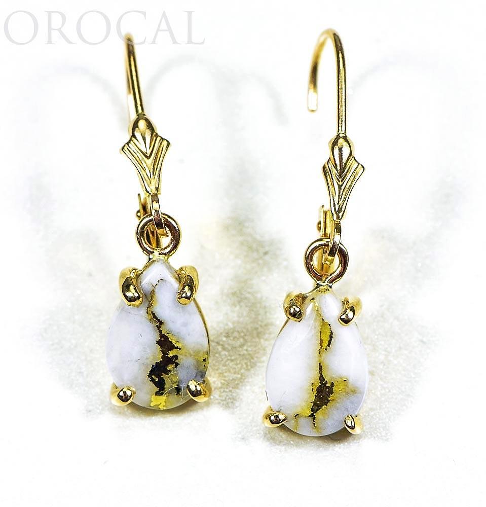 Gold Quartz Earrings "Orocal" E10*7Q/LB Genuine Hand Crafted Jewelry - 14K Gold Casting