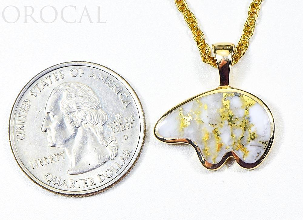 Gold Quartz Pendant Bear "Orocal" PBR1XLHQX Genuine Hand Crafted Jewelry - 14K Gold Casting