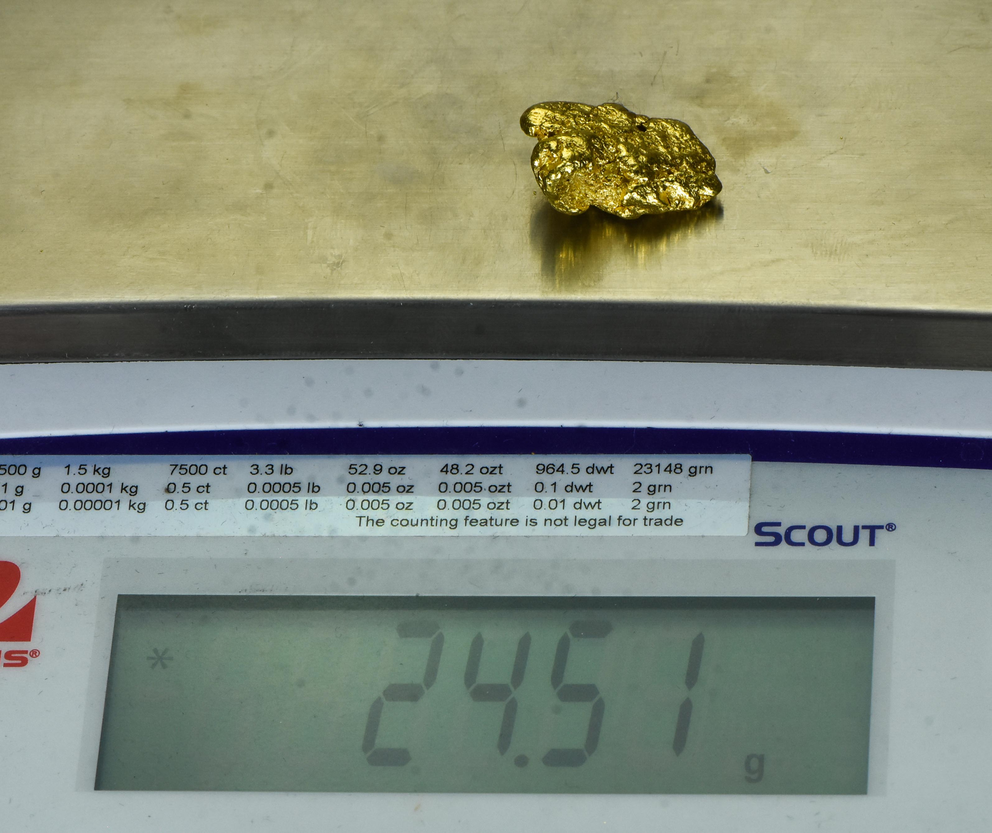 #542 Alaskan BC Natural Gold Nugget 24.51 Grams Genuine