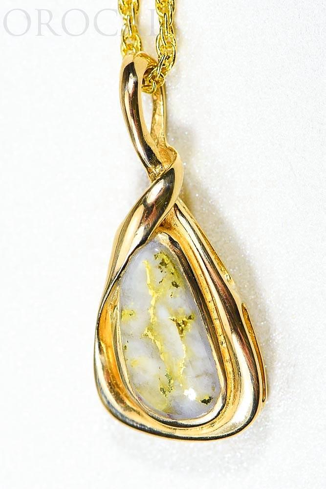 Gold Quartz Pendant "Orocal" PN822QX Genuine Hand Crafted Jewelry - 14K Gold Yellow Gold Casting