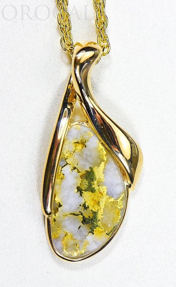 Gold Quartz Pendant "Orocal" PN827QX Genuine Hand Crafted Jewelry - 14K Gold Yellow Gold Casting