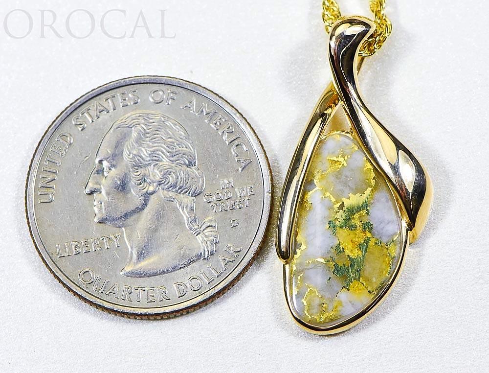 Gold Quartz Pendant "Orocal" PN827QX Genuine Hand Crafted Jewelry - 14K Gold Yellow Gold Casting