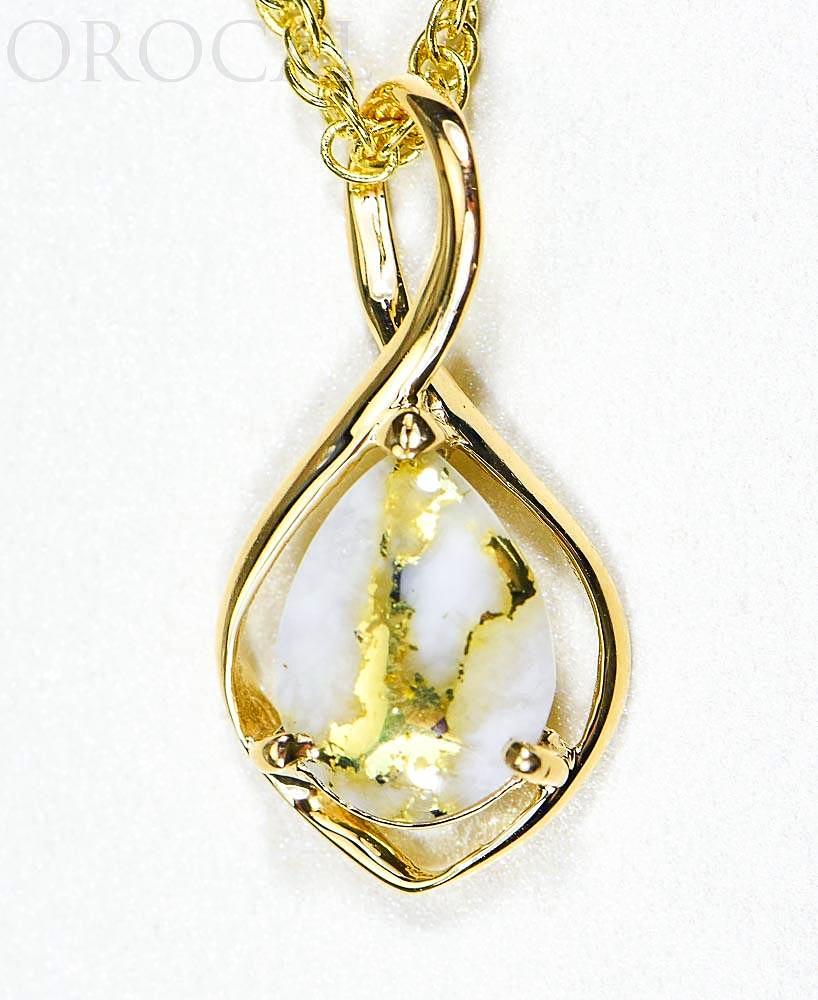 Gold Quartz Pendant "Orocal" PN868QX Genuine Hand Crafted Jewelry - 14K Gold Yellow Gold Casting