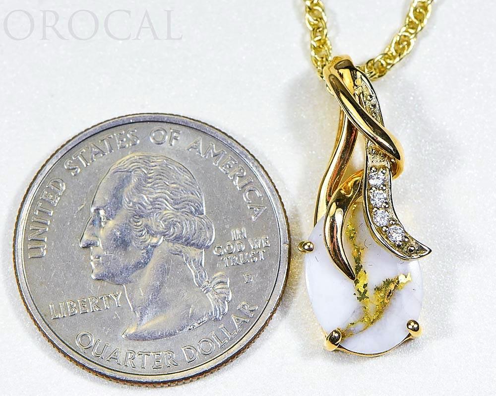 Gold Quartz Pendant "Orocal" PN820DQX Genuine Hand Crafted Jewelry - 14K Gold Yellow Gold Casting
