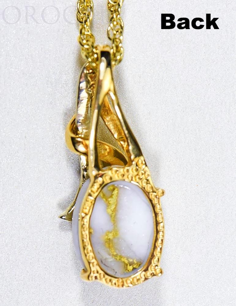 Gold Quartz Pendant "Orocal" PN820DQX Genuine Hand Crafted Jewelry - 14K Gold Yellow Gold Casting