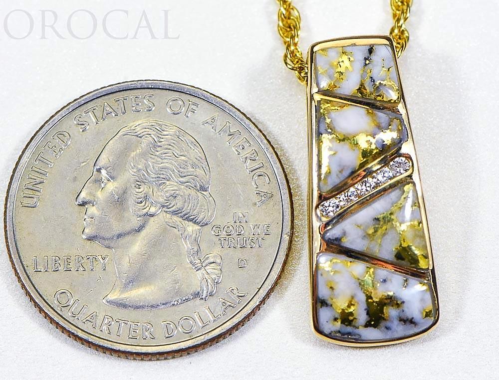 Gold Quartz Pendant "Orocal" PN798DQX Genuine Hand Crafted Jewelry - 14K Gold Yellow Gold Casting