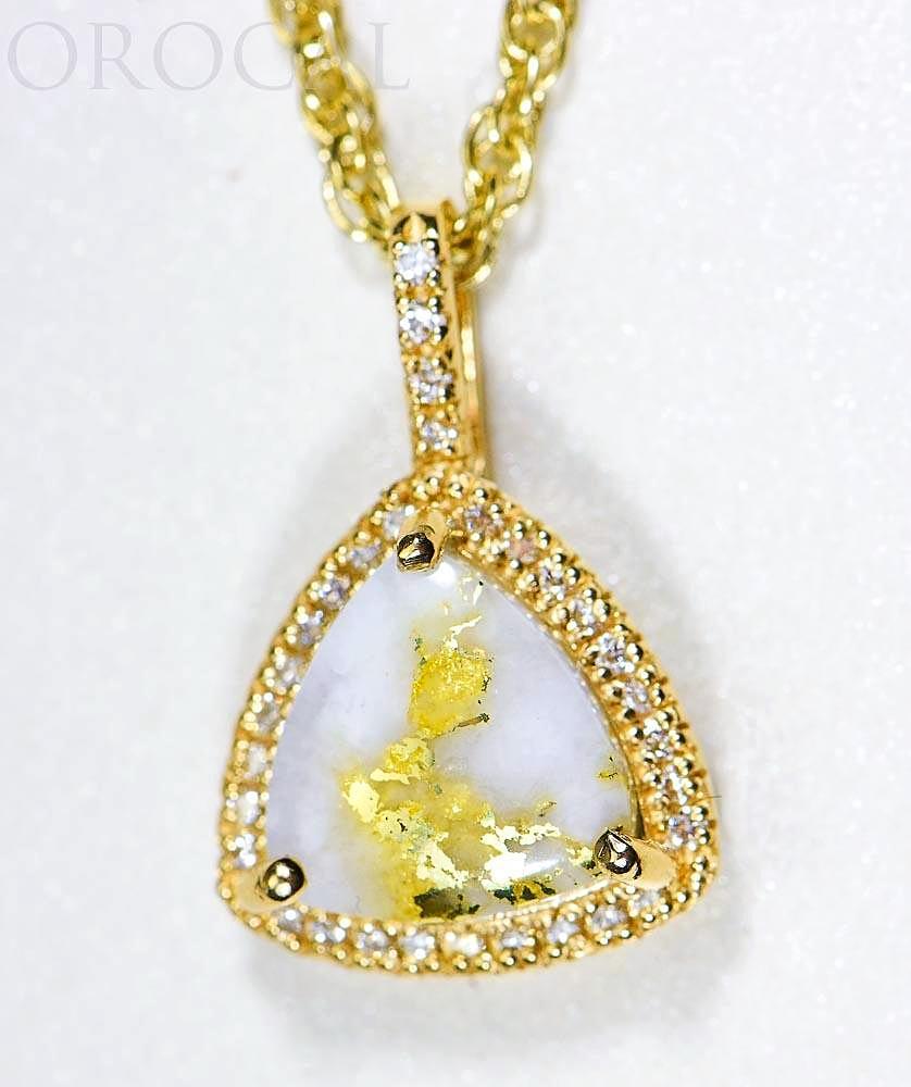 Gold Quartz Pendant "Orocal" PN1123DQ Genuine Hand Crafted Jewelry - 14K Gold Yellow Gold Casting
