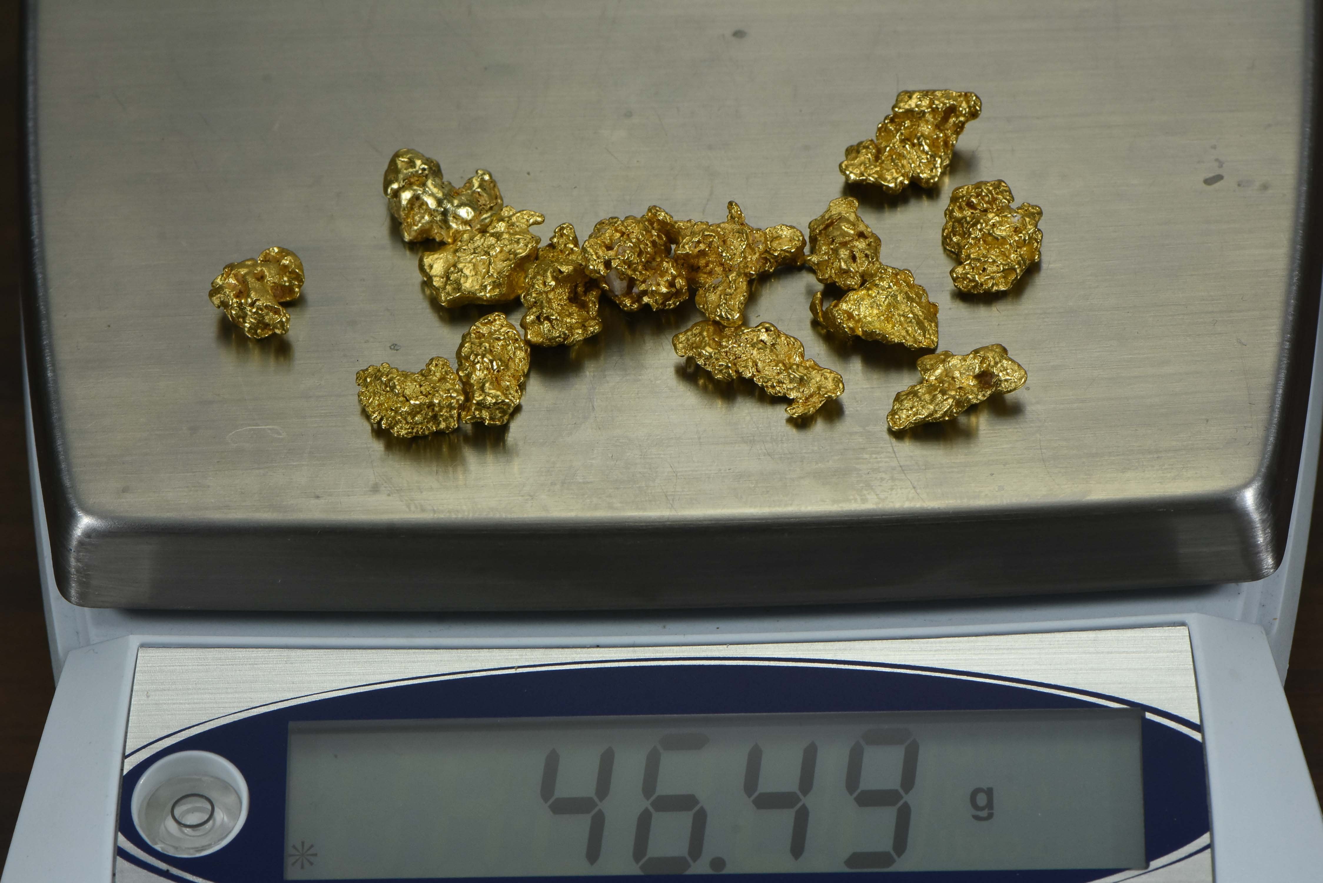 Australian Natural Gold Nugget Lot 2-5 Gram Pieces/ 46.65 Total- 1.5 Troy Oz. Aussie Nuggets Grams