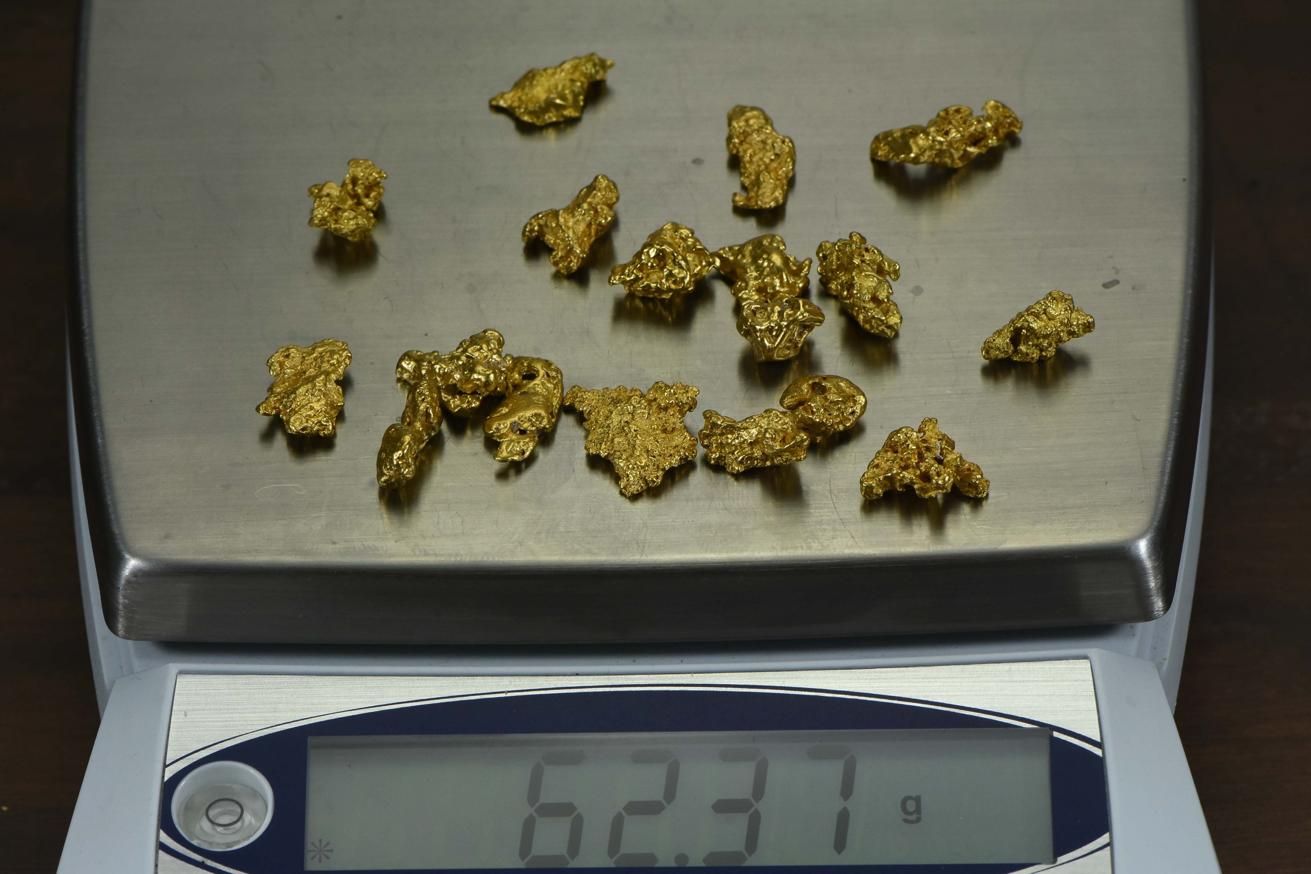 Australian Natural Gold Nugget Lot 2-5 Gram Pieces/ 62.20 Total- 2 Troy Oz. Aussie Nuggets Grams