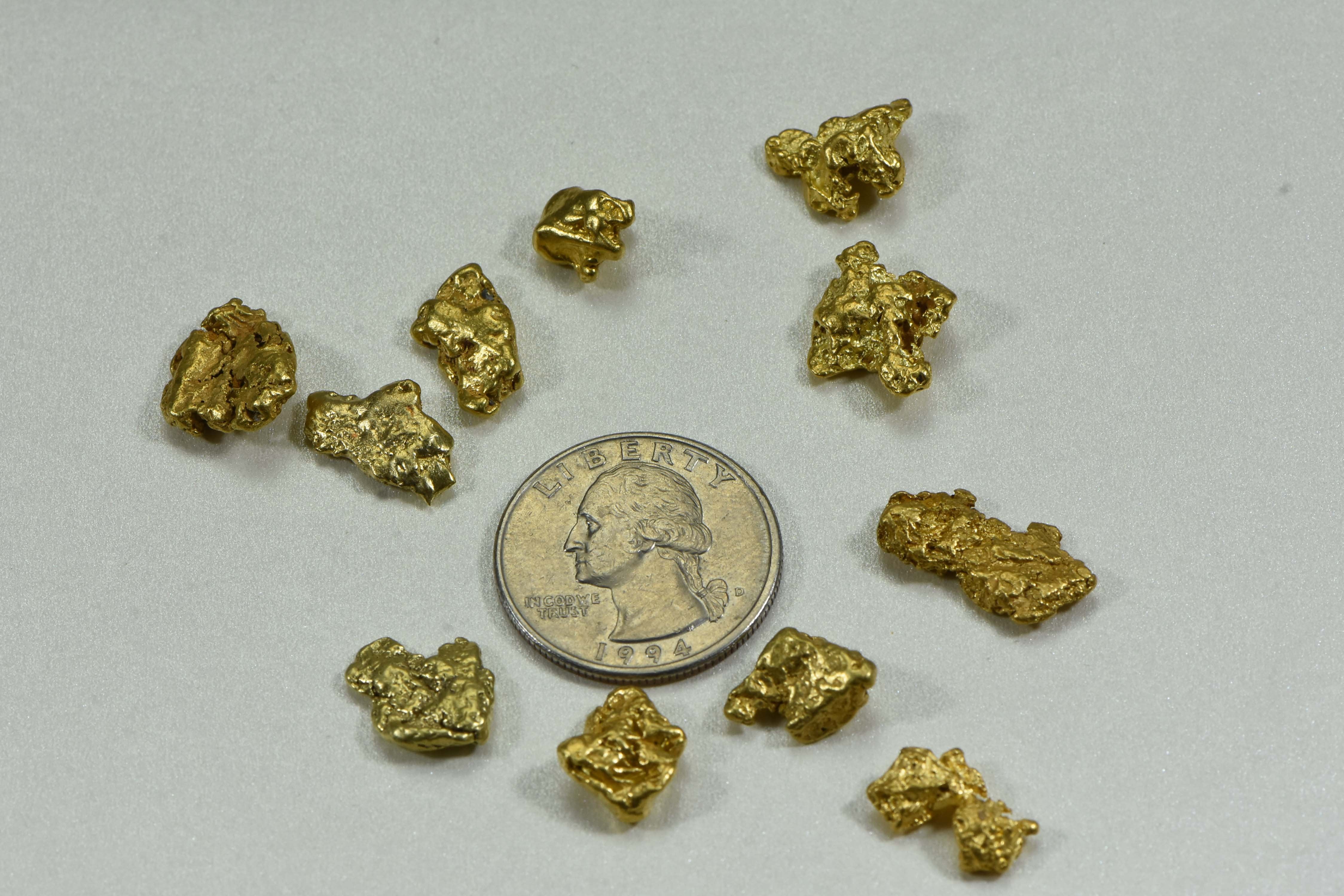 Alaskan Bc Natural Gold Nugget 31.10 Gram Lot Of 2 To 5 Gram Nuggets Genuine 1 Troy Oz. Alaska