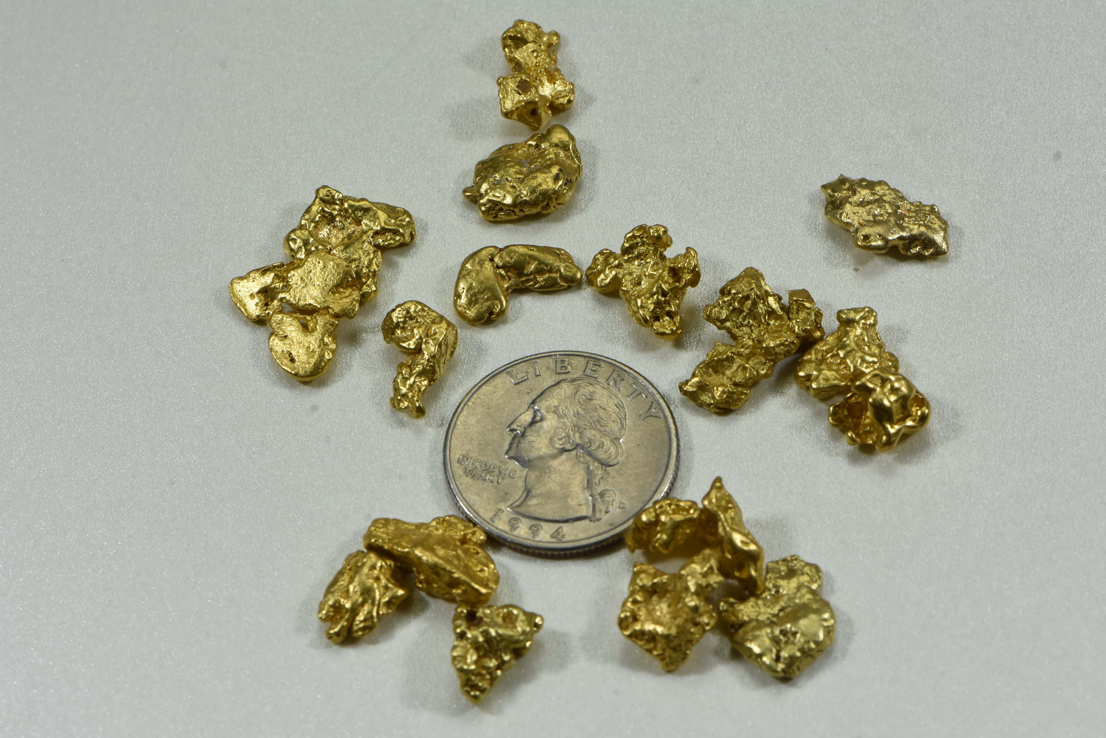 Alaskan Bc Natural Gold Nugget 46.65 Gram Lot Of 2 To 5 Gram Nuggets Genuine 1.5 Troy Oz. Alaska