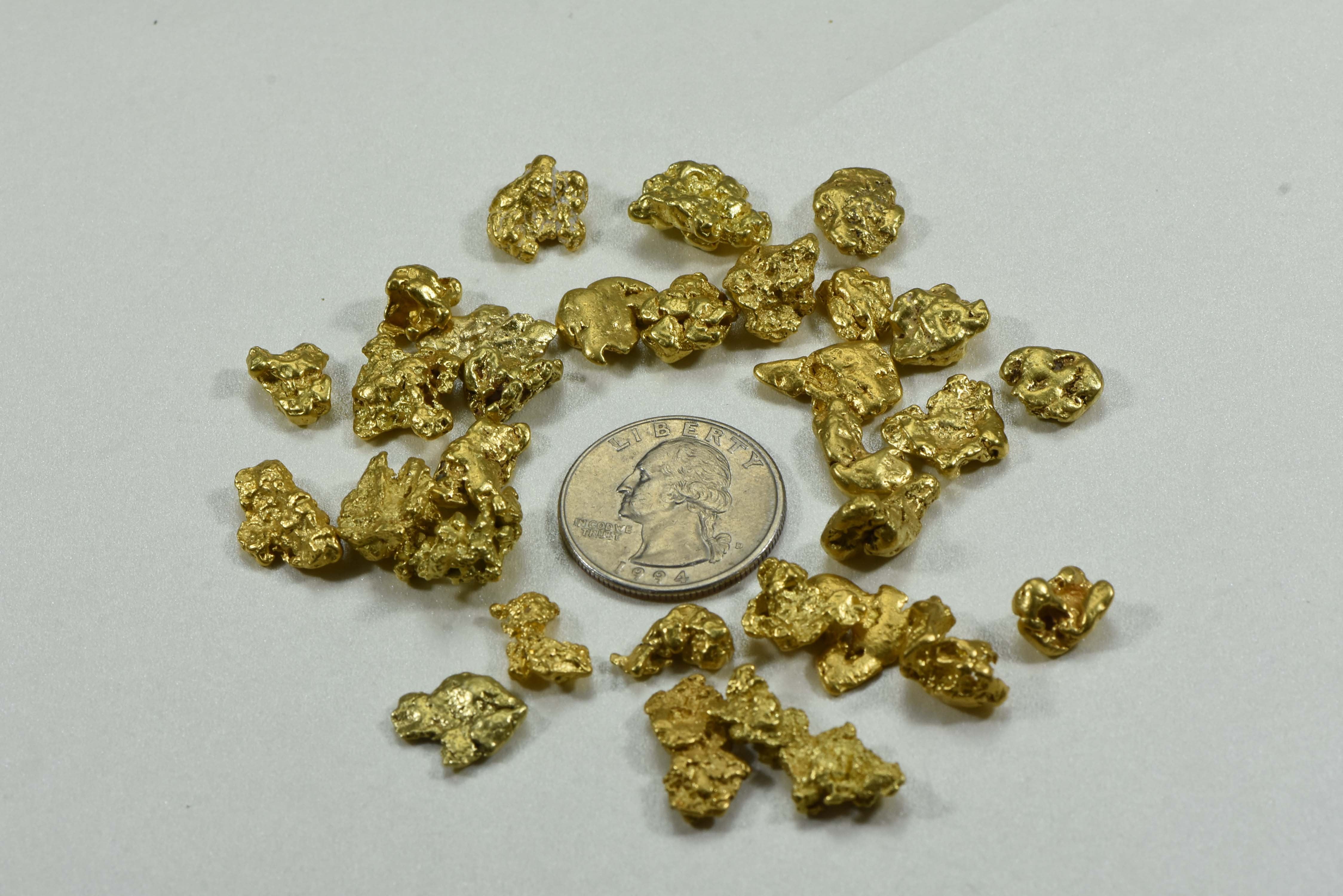 Alaskan Bc Natural Gold Nugget 93.30 Gram Lot Of 2 To 5 Gram Nuggets Genuine 3-Troy Oz. Alaska