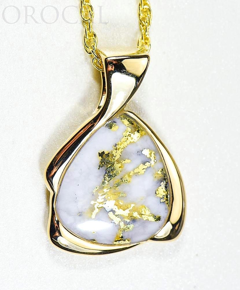 Gold Quartz Pendant "Orocal" PDL105MQX Genuine Hand Crafted Jewelry - 14K Gold Yellow Gold Casting