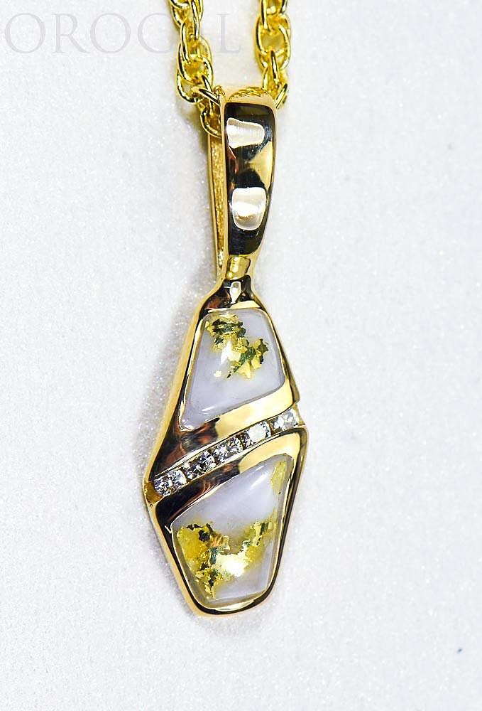 Gold Quartz Pendant "Orocal" PN1064DQ Genuine Hand Crafted Jewelry - 14K Gold Yellow Gold Casting