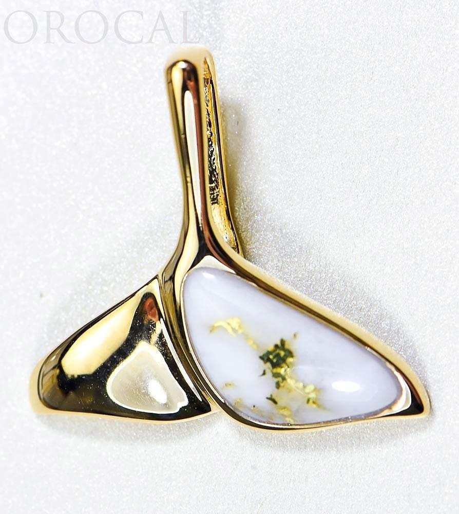 Gold Quartz Pendant Whales Tail "Orocal" PDLWT30QX Genuine Hand Crafted Jewelry - 14K Gold Yellow Gold Casting