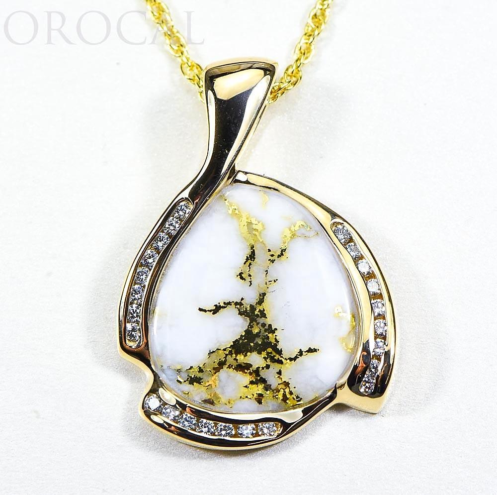 Gold Quartz Pendant "Orocal" PDL105D50QX Genuine Hand Crafted Jewelry - 14K Gold Yellow Gold Casting