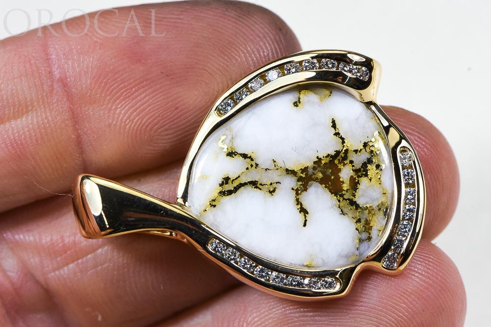 Gold Quartz Pendant "Orocal" PDL105D50QX Genuine Hand Crafted Jewelry - 14K Gold Yellow Gold Casting