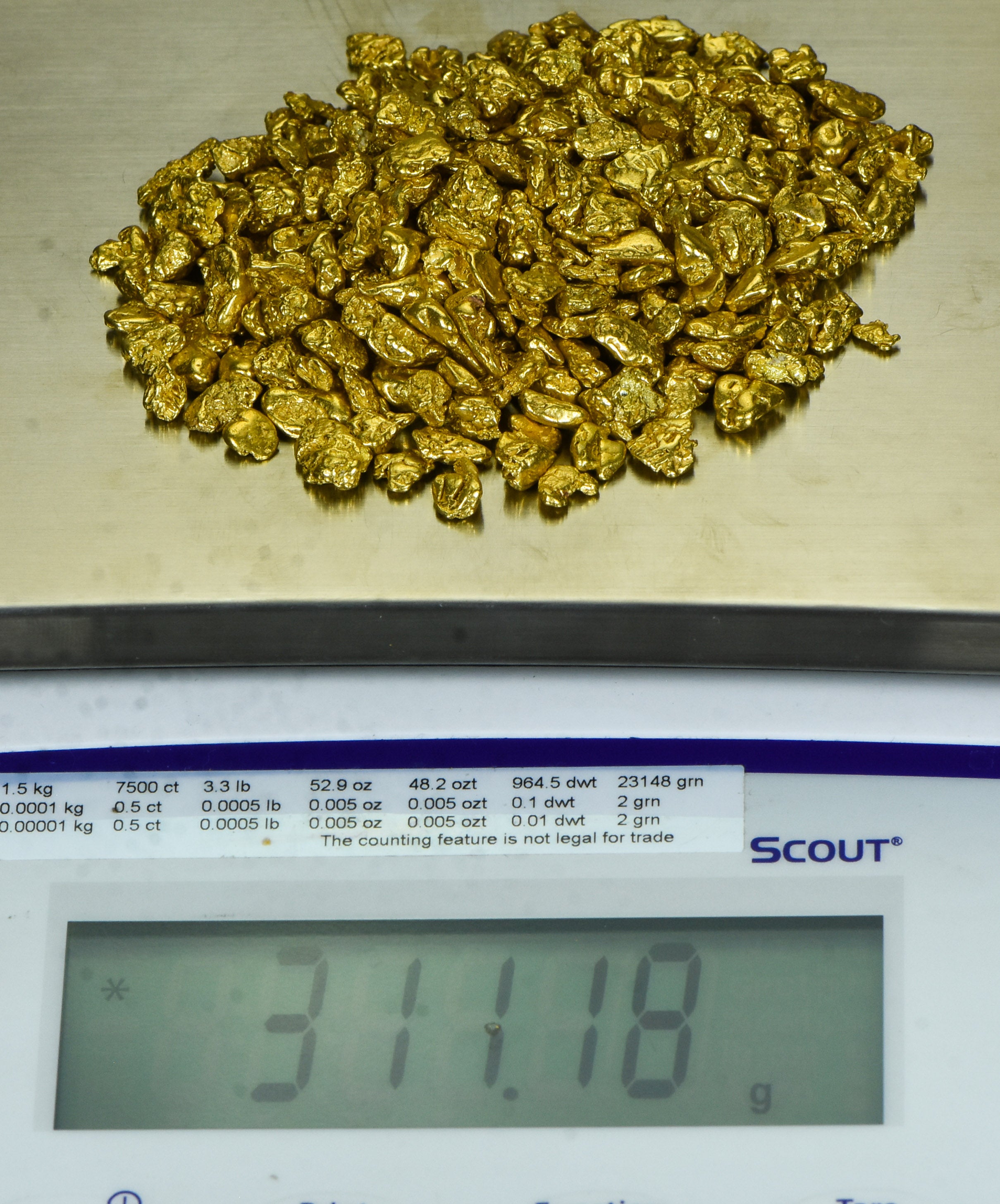 Alaskan-Yukon BC Natural Gold Nugget #4 Mesh 10 Troy Ounce 311 Gram