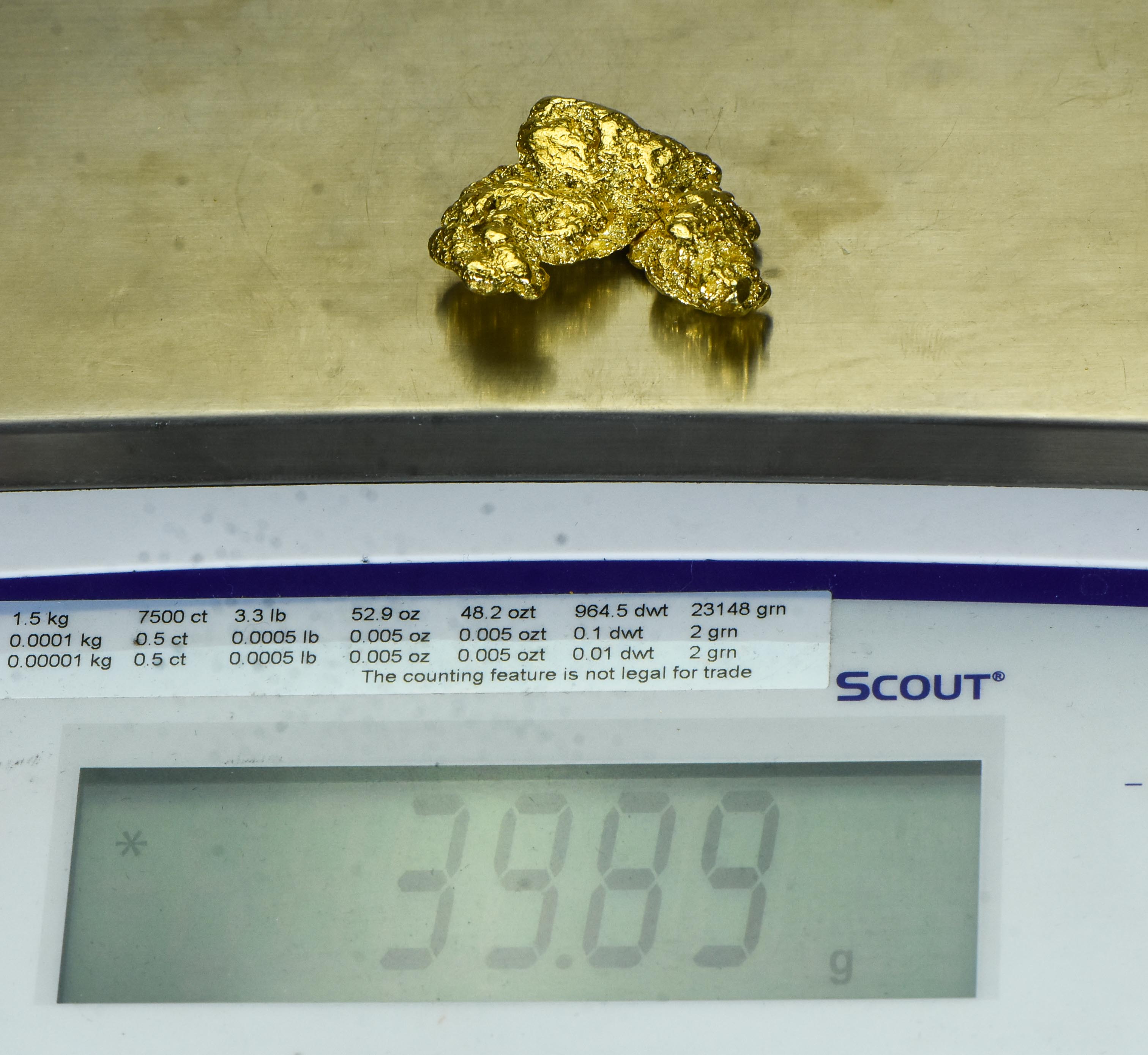 #547 Alaskan BC Natural Gold Nugget 39.89 Grams Genuine