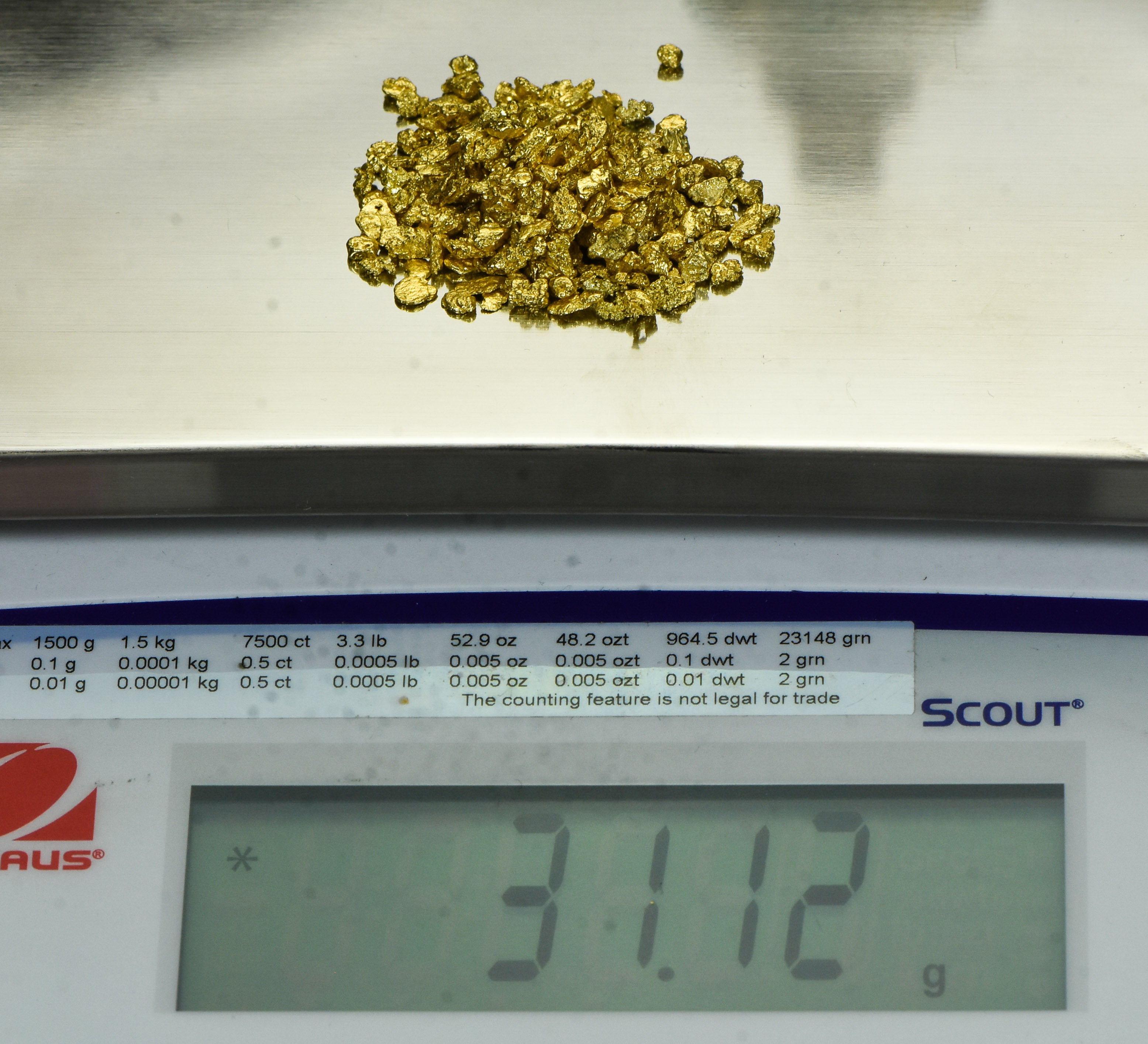 Alaskan Yukon Gold Rush Nuggets #8 Mesh 1 Troy Ounce 31.1 Gram 20 DWT