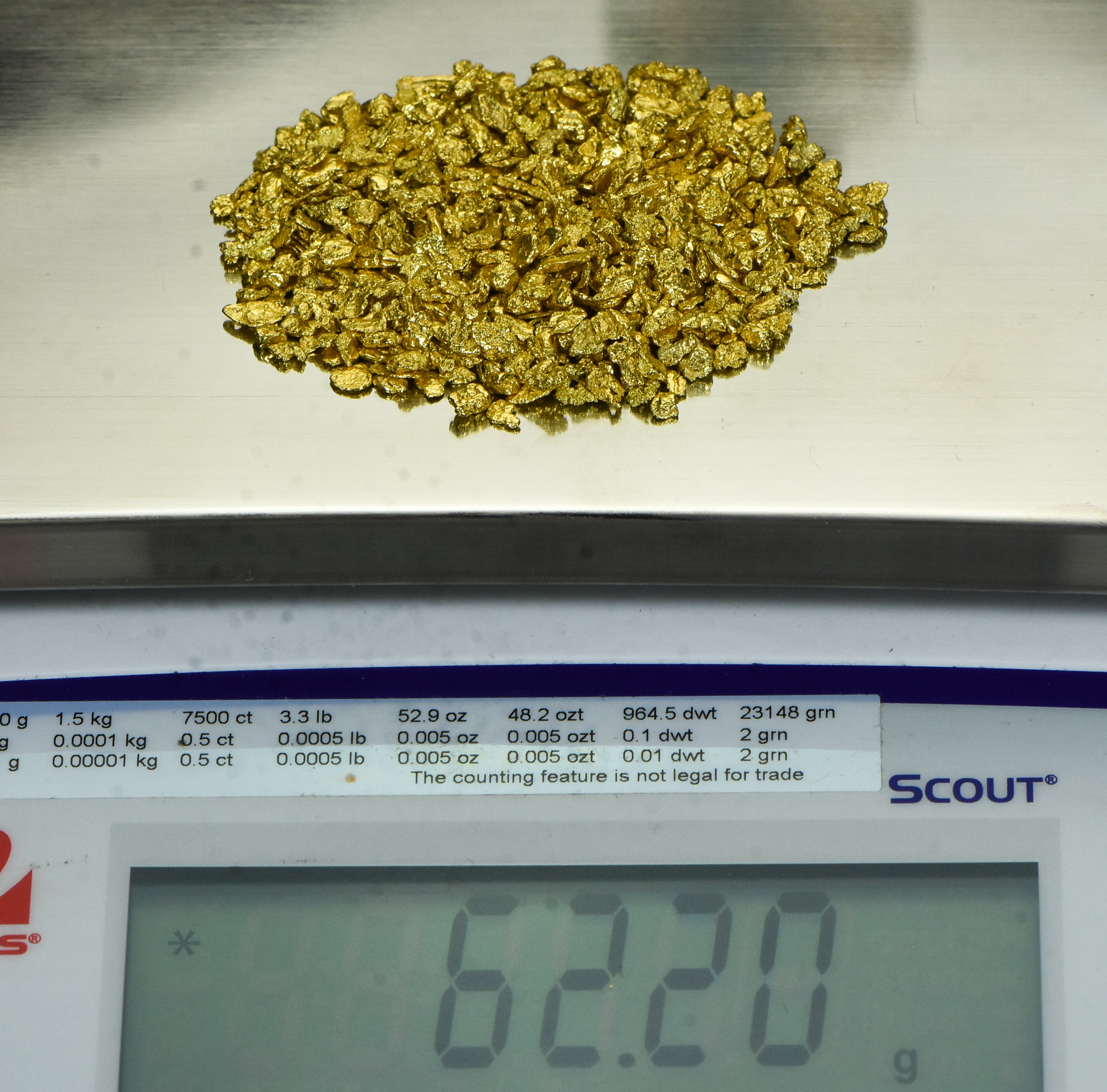 Alaskan Yukon Gold Rush Nuggets #8 Mesh 2 Troy Ounce 62.2 Gram 40 DWT