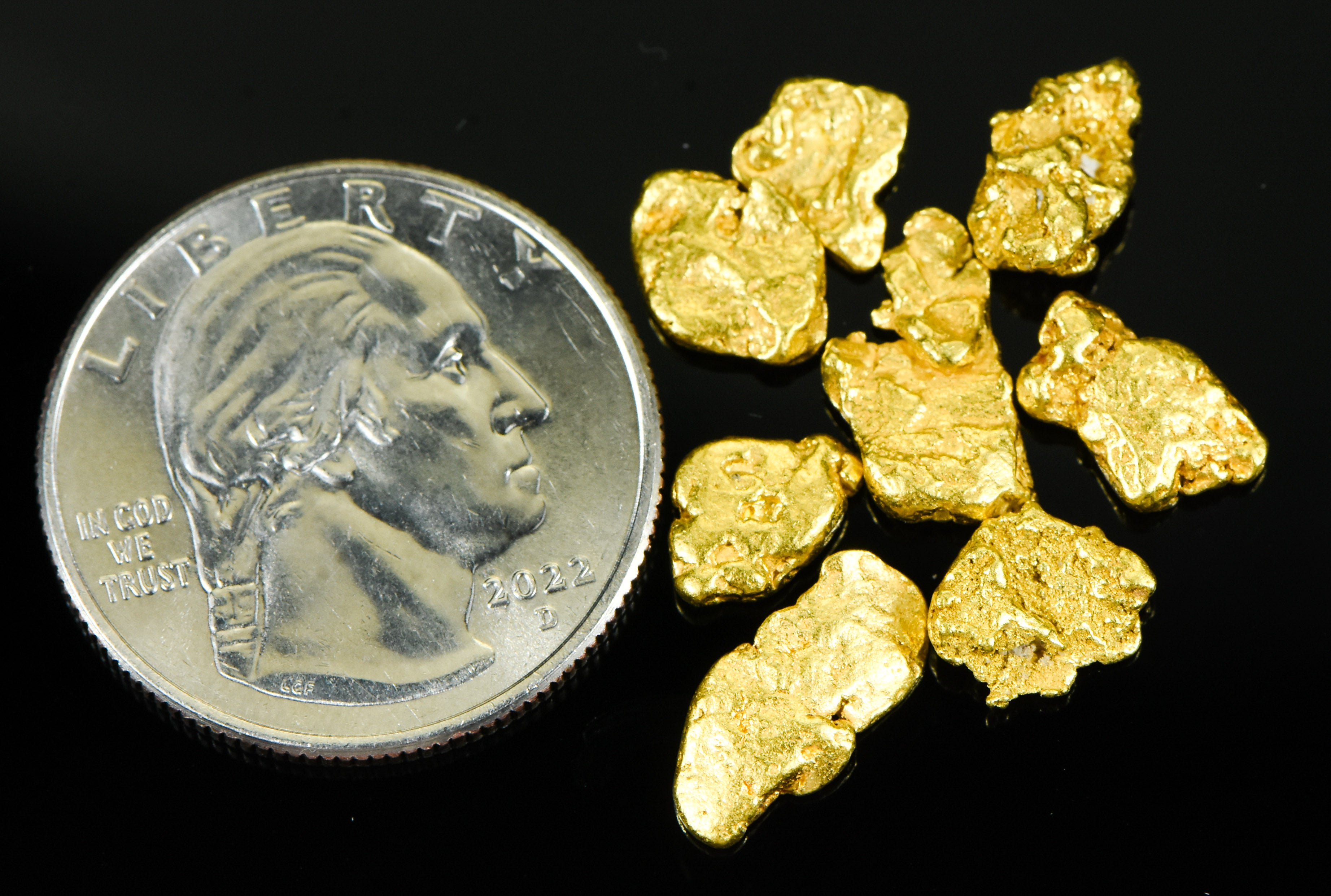 Alaskan-Yukon BC Natural Gold Nugget #4 Mesh 1/4 Troy Ounce 7.75 Gram 5 DWT